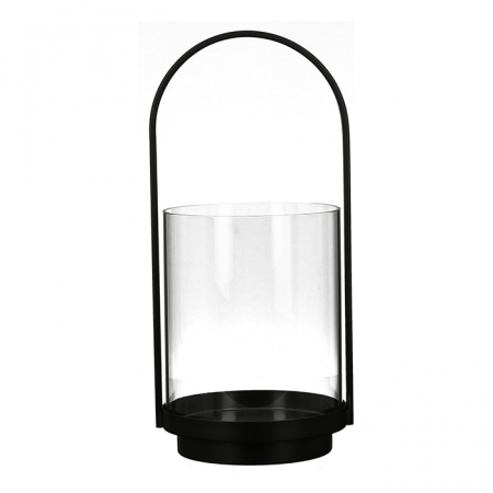 DECORATIUNI - Felinar LANTERN metal/sticla, negru , 35x16,5x15,5 cm