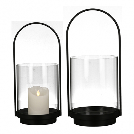 Felinar LANTERN metal/sticla, negru , 35x16,5x15,5 cm [2]