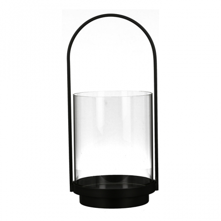 DECORATIUNI - Felinar LANTERN metal/sticla, negru, 45x19x18,5 cm