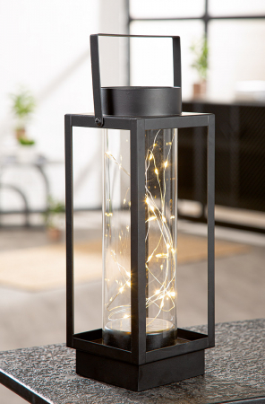 Felinar (LED), dreptunghiular, Metal, negru, PU 4, L. 11 cm, l 12 cm, H 30 cm [2]