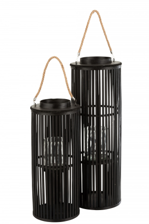 Felinar, Rachita/Bambus, Negru, 25x13x80 cm [3]