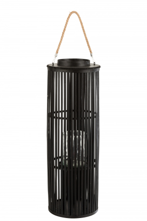 SALE % - Felinar, Rachita/Bambus, Negru, 25x13x80 cm