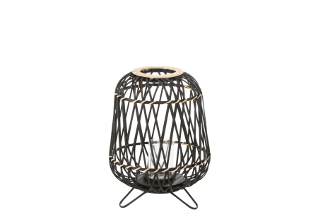 SALE % - Felinar, Rachita/Bambus, Negru, 31x31x44 cm