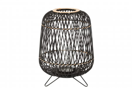 SALE % - Felinar, Rachita/Bambus, Negru, 41x41x57 cm