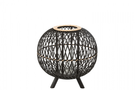 SALE % - Felinar, Rachita/bambus, Negru, 43x43x43 cm
