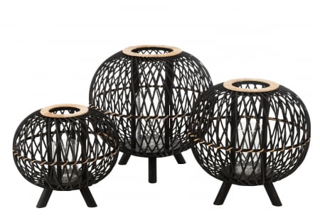 Felinar, Rachita/bambus, Negru, 43x43x43 cm [3]