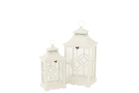 SALE % - Felinar, Set 2 , Lemn Alb