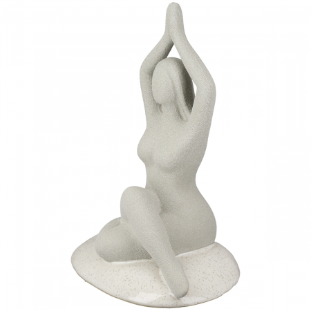 Figură, motiv feminin, ceramică, gri deschis, PU 3, L. 12 cm, l. 17 cm, H 23 cm [1]