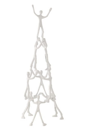 Modern - Figurina 9 persons Pyramid, Aluminiu, Alb, 28x28x73 cm