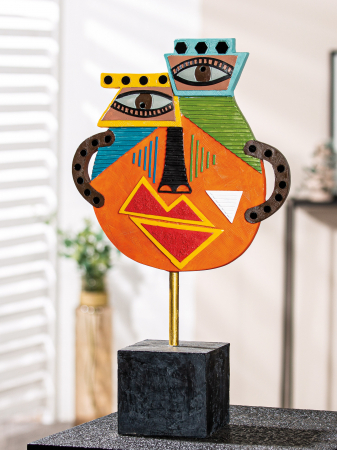 SALE % - Figurina abstract Kupka, metal/compozit, multicolor, 27x47x11 cm