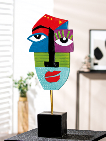 SALE % - Figurina abstract Mondrian, metal/compozit, multicolor, 19x52x11 cm