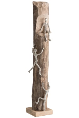 FIGURINE - Figurina, Aluminiu/lemn, Argintiu, 15x15x75 cm