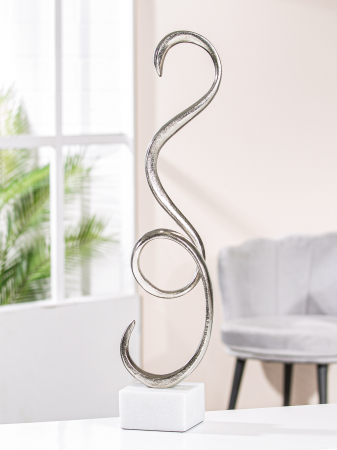 SALE % - Figurina, aluminiu/marmura, argintiu, 14.5x57x10