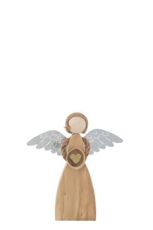SALE % - Figurina Angel Heart, Lemn, Maro, 23.5x5x26.5 cm