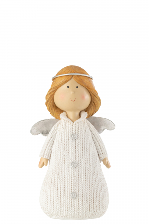 SALE % - Figurina Angel, Rasina, Alb, 17x17x29 cm