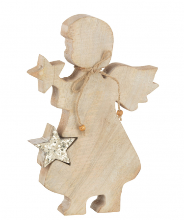 FIGURINE - Figurina Angel Star, Lemn, Maro, 19.5x19.5x29 cm