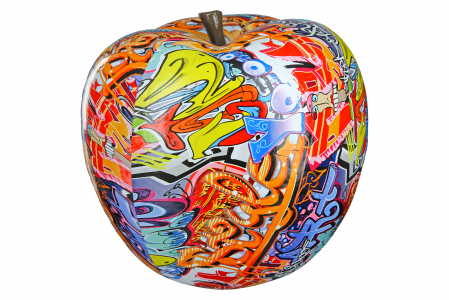 Street art - Figurina Apple Street Art, Rasina, Multicolor, 29x31x29 cm