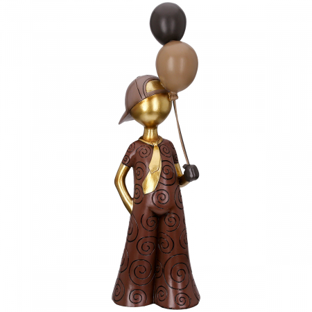 Modern - Figurină, Băiat, Motiv cravată, Rășină sintetică, maro, PU 1, L. 9 cm, L. 13 cm, H 43 cm