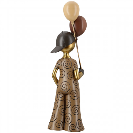 Figurină, Băiat, Motiv cravată, Rășină sintetică, maro, PU 2, L. 10 cm, L. 11 cm, H 38 cm [2]