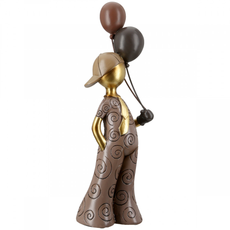 Figurină, Băiat, Motiv cravată, Rășină sintetică, maro, PU 2, L. 8 cm, L. 10 cm, H 33 cm [3]