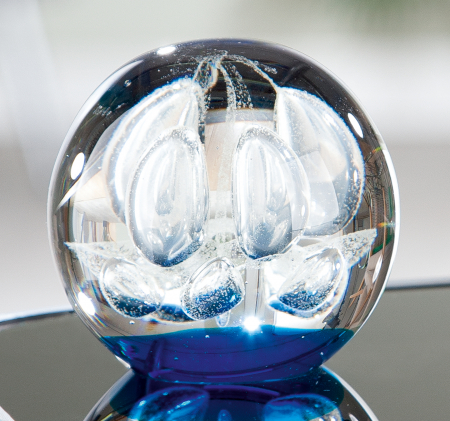 Arta sticlei - Figurina Ball, sticla, albastru/transparent, 6.5x7 cm