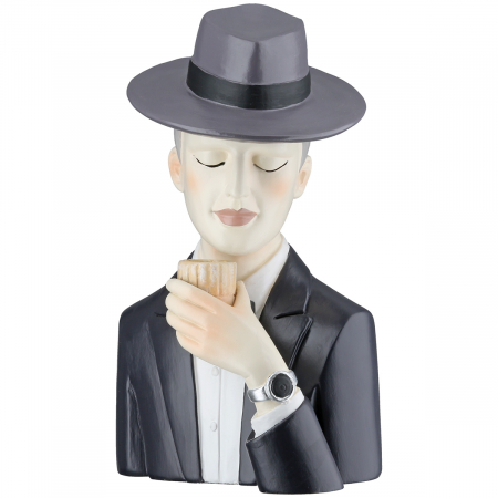 Modern - Figurină, Bărbat, Poli, gri, negru, PU 2, L. 10 cm, l. 12 cm, H 19 cm