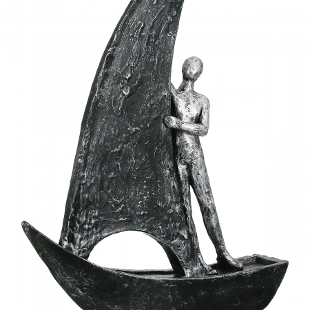 Figurină, Barcă, Sailing, Motiv bărbat, Polirășină, auriu, argintiu, PU 2, 2 buc. asortate, L. 5,5 cm, L. 20 cm, H. 29 cm [3]