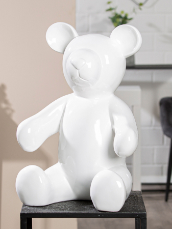 SALE % - Figurina bear, compozit, alb, 32x45x25 cm