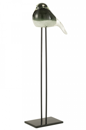 Arta sticlei - Figurina Bird On Foot, Sticla, Verde, 15x8x44 cm