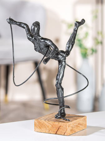 SALE % - Figurina Body feeling, aluminiu/lemn, gri, 31x30x20 cm