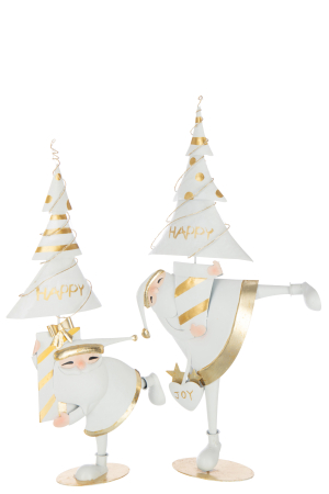 Figurina, Brad de Craciun cu LED-uri, metal, auriu/alb, L [4]