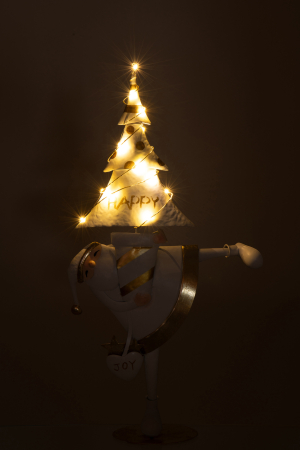 Figurina, Brad de Craciun cu LED-uri, metal, auriu/alb, L [2]