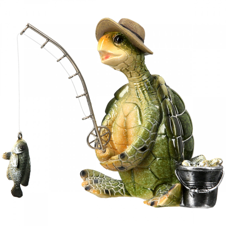 Figurină, broască țestoasă, motiv Pescar, rășină sintetică, verde, PU 3, L. 17 cm, l. 12 cm, H 13 cm Animale - Figurină, broască țestoasă, motiv Pescar, rășină sintetică, verde, PU 3, L. 17 cm, l. 12 cm, H 13 cm