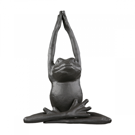 Figurină, Broască,  yoga, Fier, maro închis, PU 3, 3 buc. asortate, L. 7 cm, L. 17 cm, H. 12 cm [2]
