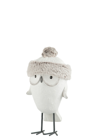 FIGURINE - Figurina bufnita Owl, Compozit, Alb , 20.5x15.5x40 cm