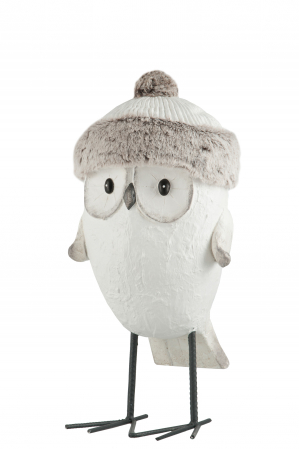 FIGURINE - Figurina bufnita Owl, Compozit, Alb , 21x20x52 cm