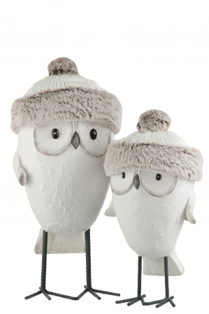 Figurina bufnita Owl, Compozit, Alb , 21x20x52 cm [1]