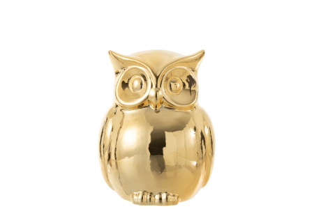 SALE % - Figurină, Bufniță, Porțelan Auriu L