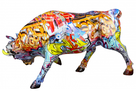Figurina Bull Street Art, Rasina, Multicolor, 52x27x15 cm [1]