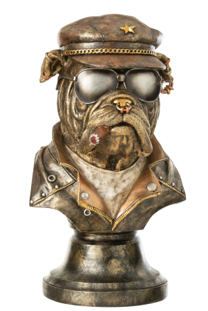 SALE % - Figurina, Bulldog cu tigara C din polirasina, maro antic