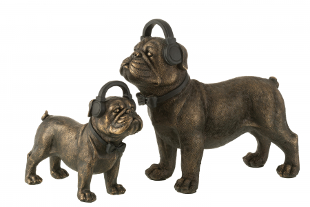 Figurina Bulldog Headphone, Rasina, Bronz, 28x11x25 cm [1]