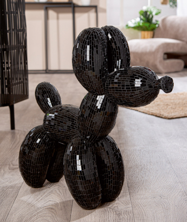 Figurină, Câine, Black Disco, Balon câine, Fibră de sticlă, Oglindă de sticlă, negru, PU 1, L. 24 cm, L. 65 cm, H. 60,5 cm [2]