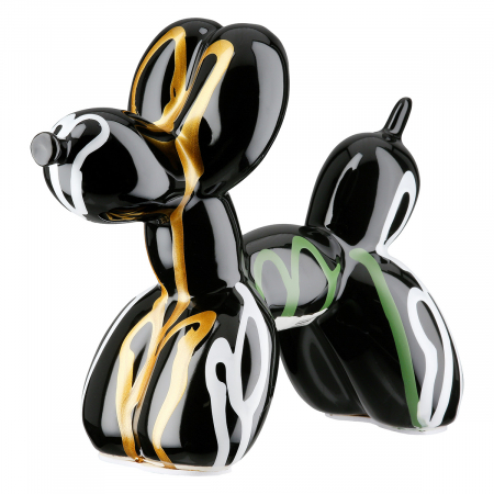 Arta sticlei - Figurină, Câine, Scuro, Balon câine, Ceramica, negru, multicolor, PU 2, L. 7,5 cm, L. 18,5 cm, H. 15 cm