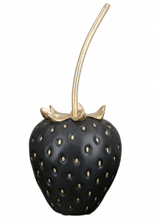 Figurine - Figurina capsuna Frutilla, compozit, negru/auriu, 28.5x11 cm