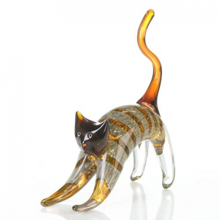 Arta sticlei - Figurina cat Belka, sticla, multicolor, 9x22x28 cm