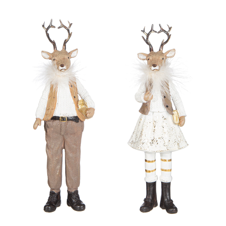 Figurina, Cerb, „Gerd & Gerda”, Material textil, maro, crem, PU 2, 2 asortate, L. 12 cm, L. 13 cm, H 39 cm [3]