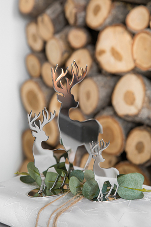 SALE % - Figurina cerb Jasper, Otel inoxidabil, Argintiu, 4x15x8 cm