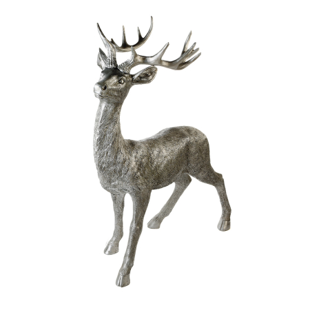 Figurina, Cerb, „Raffael”, Rasina sintetica, culoare argintie, PU 1, L. 26 cm, L. 58 cm, H 81 cm [1]