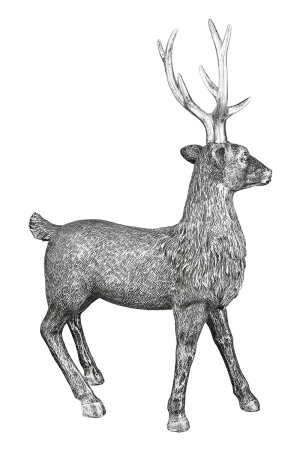 Figurina, Cerb, Rasina sintetica, culoare argintie, PU 6, L. 6 cm, L. 13 cm, H 21 cm [2]