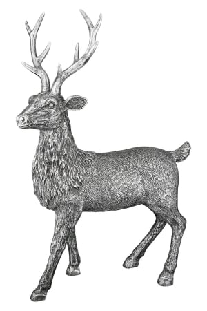 Decoratiuni - Figurina, Cerb, Rasina sintetica, culoare argintie, PU 6, L. 6 cm, L. 13 cm, H 21 cm
